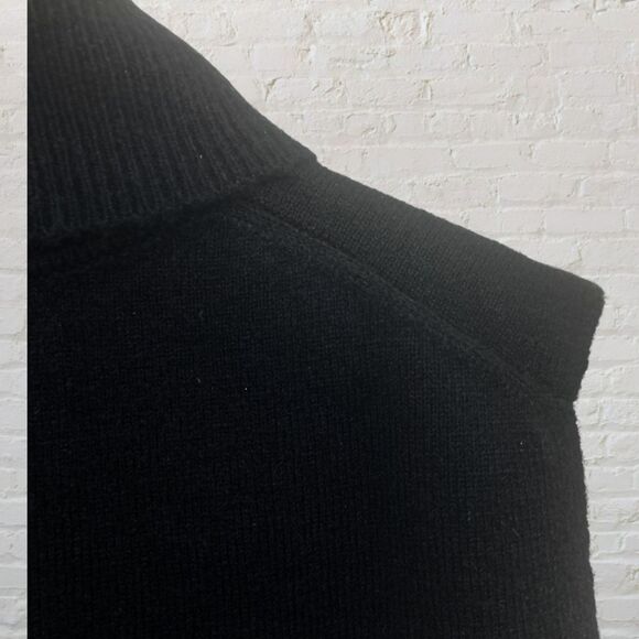 Talbots Sleeveless Turtleneck Sweater XL Black Wool Blend Ribbed Knit - Picture 5 of 11